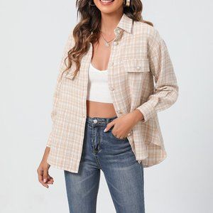 Plaid Button Down Long Sleeve Shacket